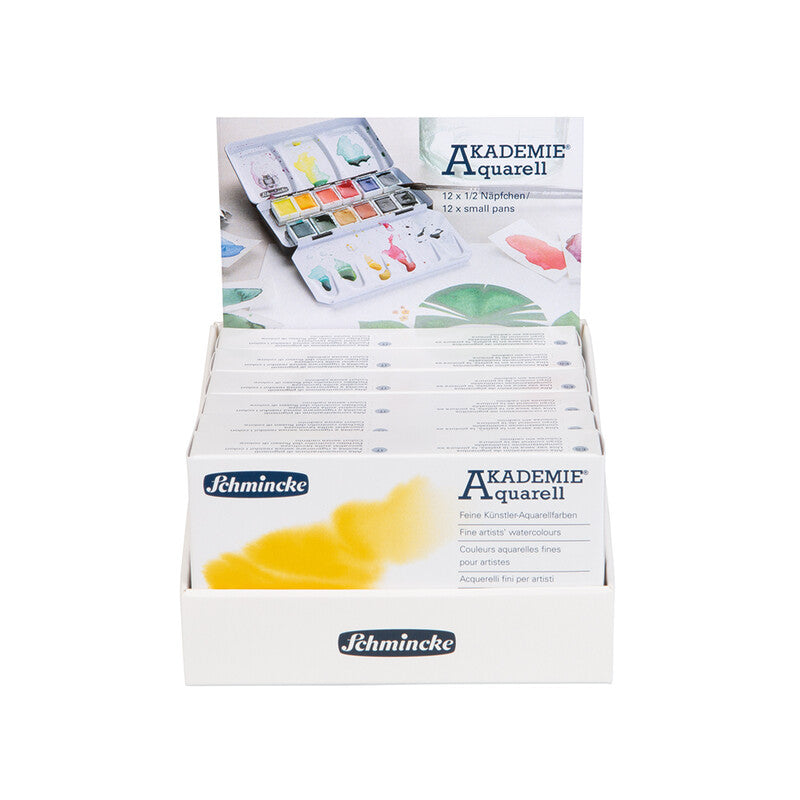 Prazna metalna kutija Schmincke AKADEMIE Aquarell za 12 polupanica