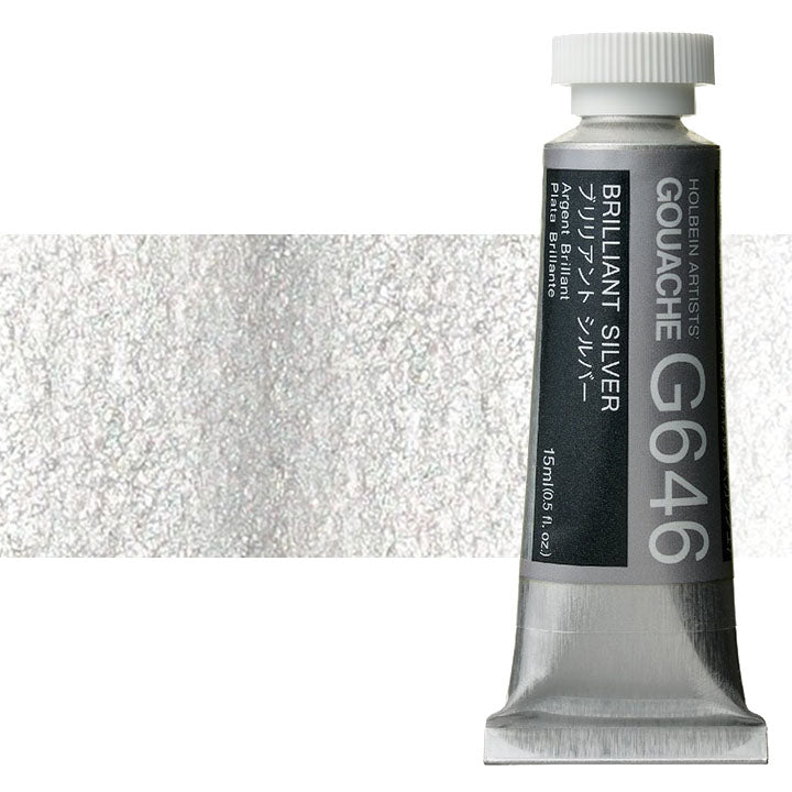 Profesionalne gvaš boje Holbein Artists 15 ml | metalik nijanse - sjajna srebrna
