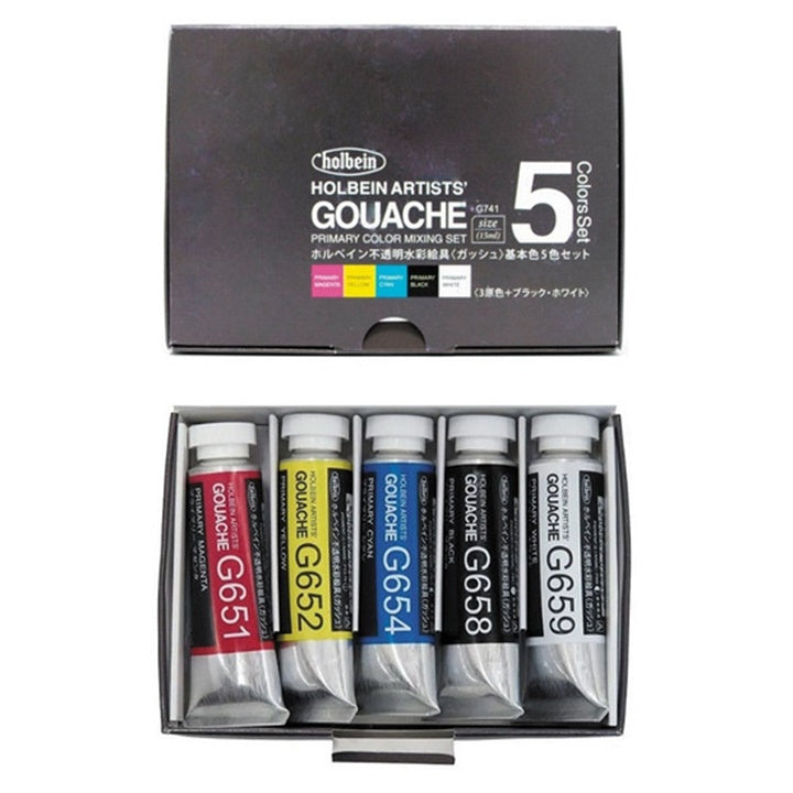 Profesionalne gvaš boje Holbein Artists - osnovni set 5 x 15 ml | Artmie