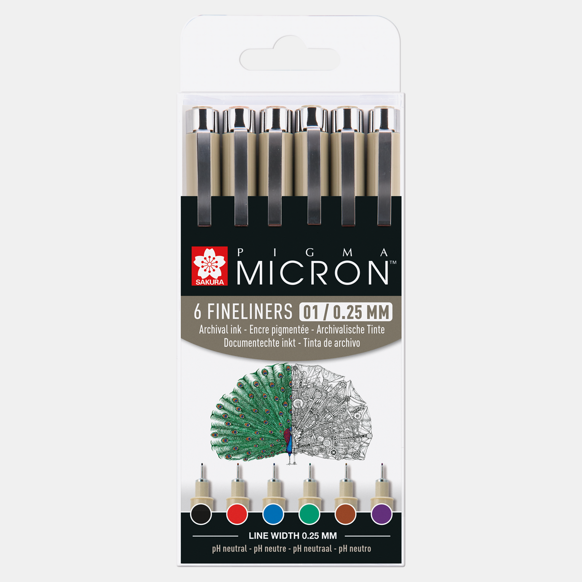 Sakura Pigma Micron 01 tehnička pera 0,25 mm set od 6 boja