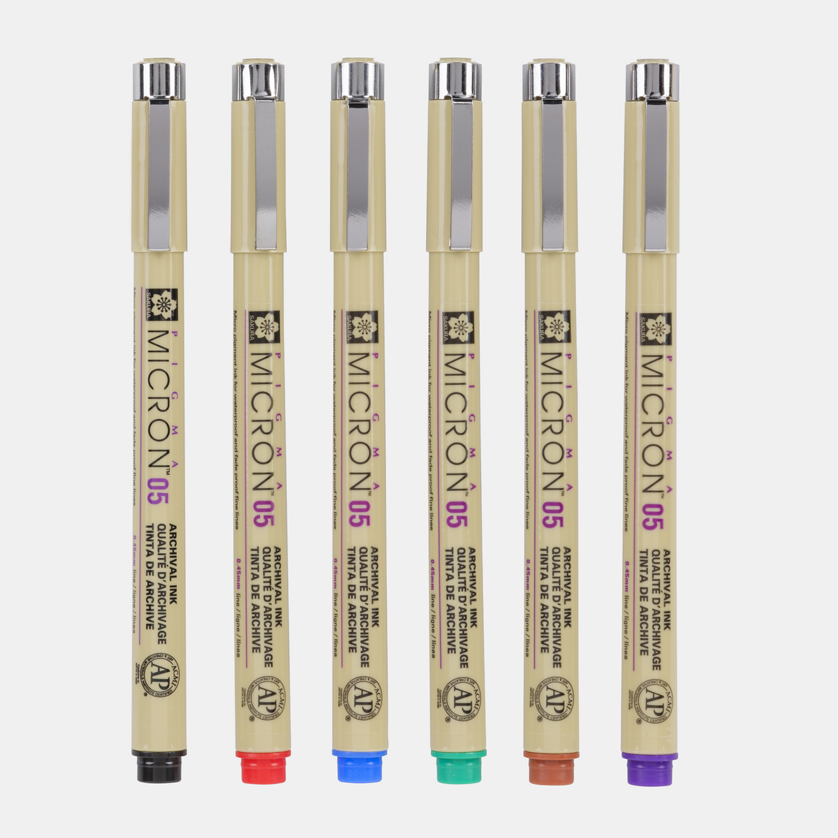 Sakura Pigma Micron 05 fineliner 0,45 mm – set od 6 boja