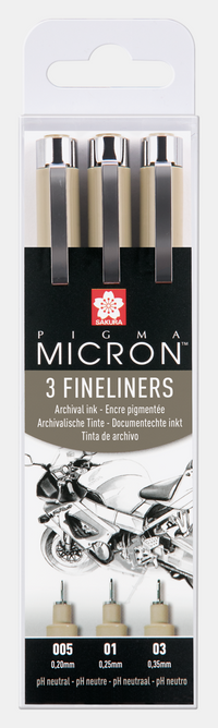 Sakura Pigma Micron set lajnera Design 3 kom – 0,20 / 0,25 / 0,30 mm, crna