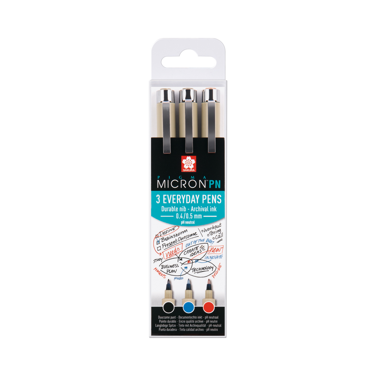 SAKURA Pigma Micron PN fineliner set 3 kom - Black, Blue, Red