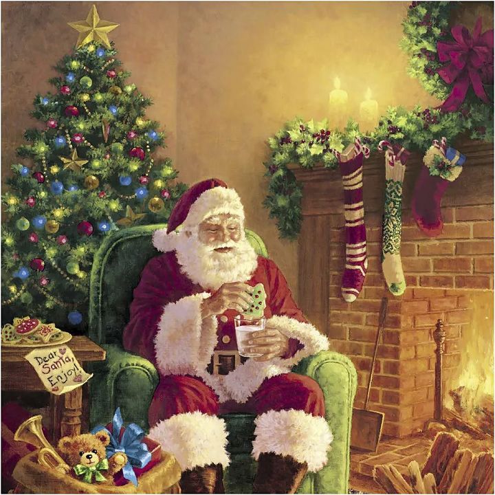 Salvete za dekupaž Santa at home