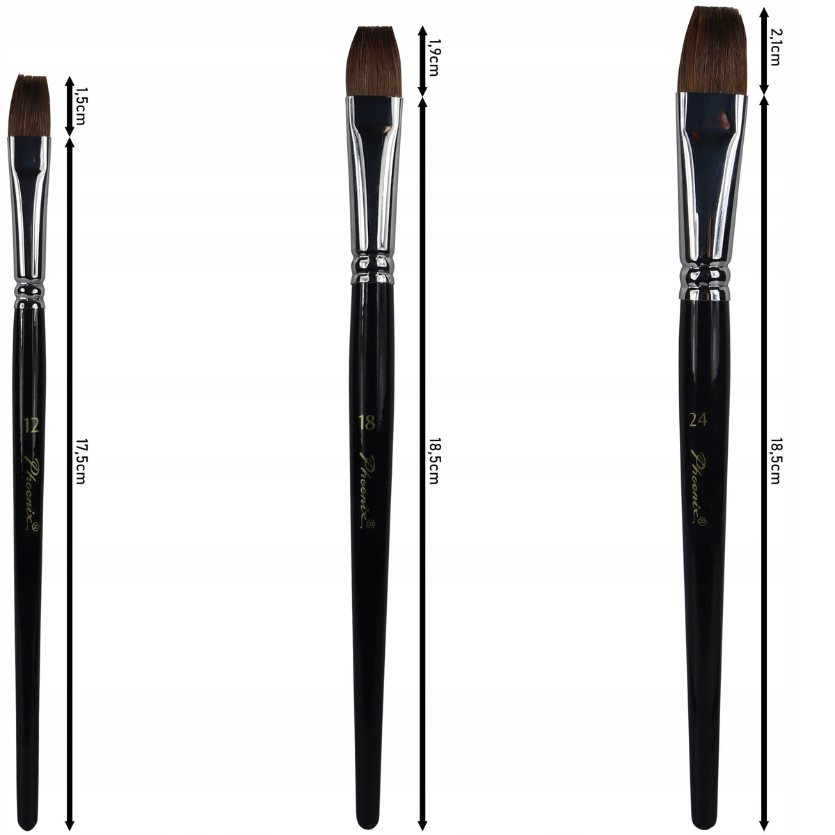 Ščetke Phoenix 6616S4 od prirodne dlake lasice - set od 3 dela