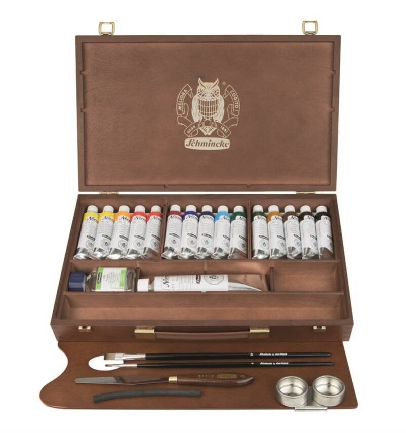 Drvena kutija Schmincke NORMA Professional, 15 x 35 ml + bela 120 ml