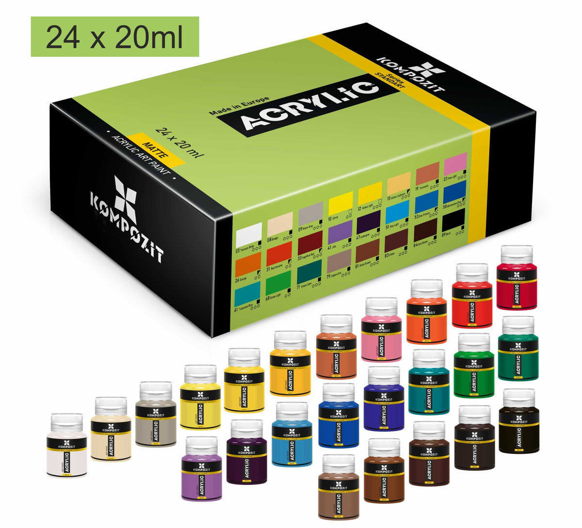 Set 24 akrilnih boja Kompozit STANDART 24 x 20 ml