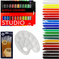 Set akrilnih boja Phoenix 24 x 12 ml sa četkicama i paletom