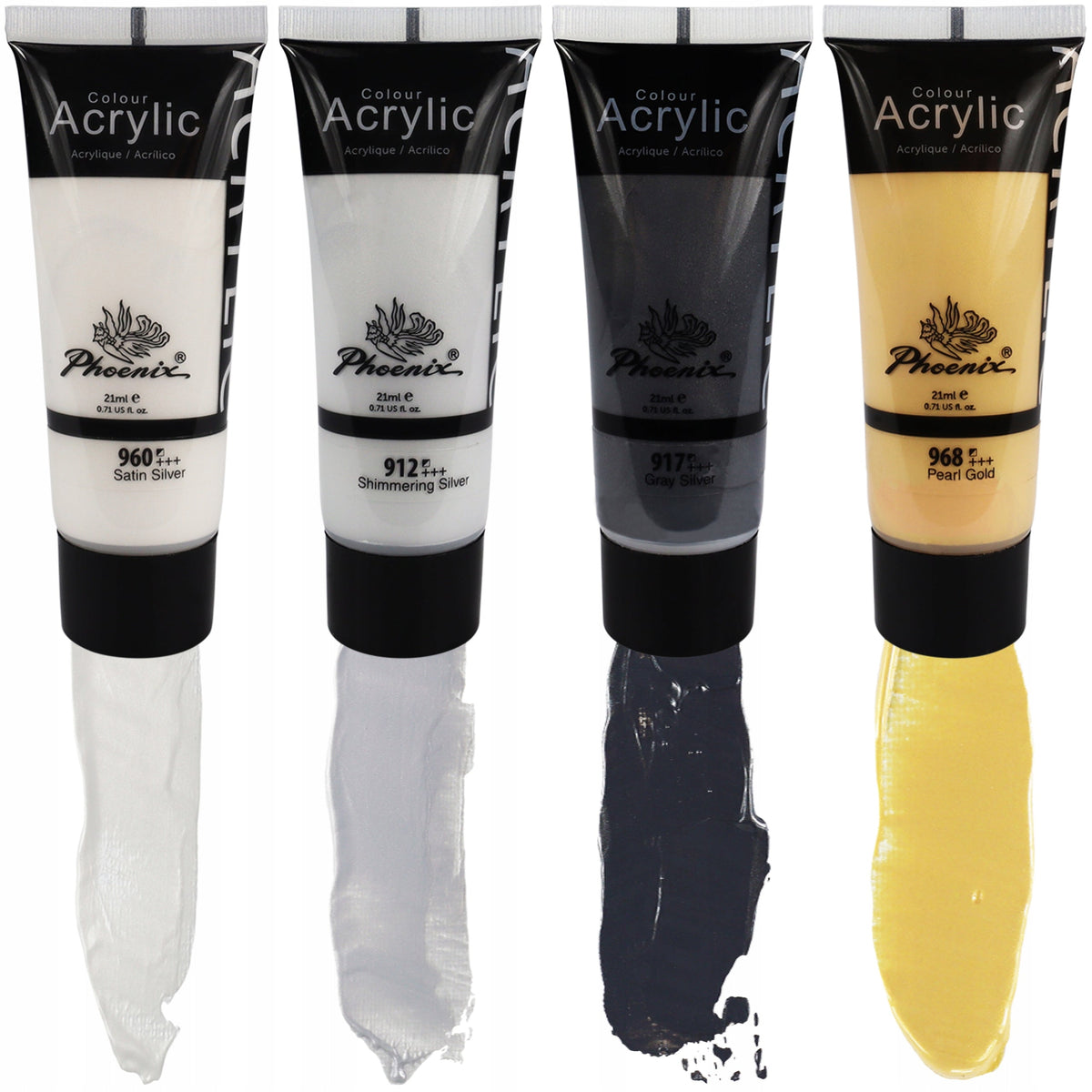 Set akrilnih boja Phoenix, metalik, 8 x 21 ml