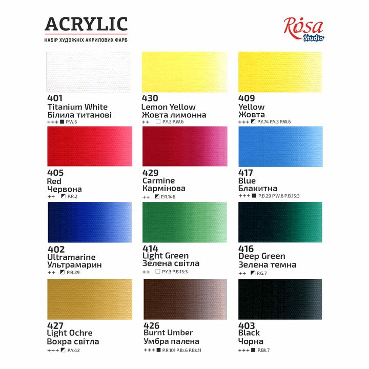 Set akrilnih boja ROSA STUDIO | 12x20 ml — slika 6