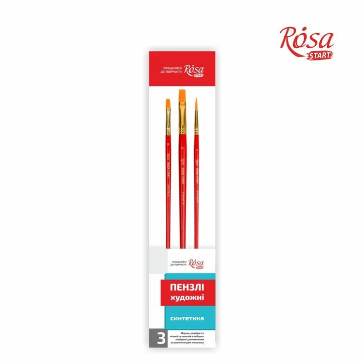 Set četkica ROSA Start 3 kom. sintetičke | pljosnate br. 8, 12, okrugla br. 6 — slika 1