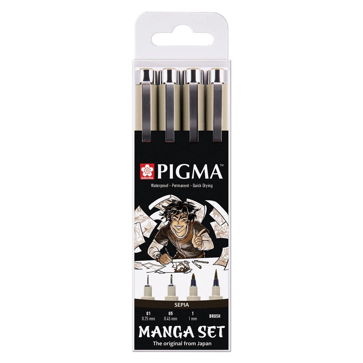Set tehničkih pera Sakura Pigma Micron Manga Sepia / 4 kom
