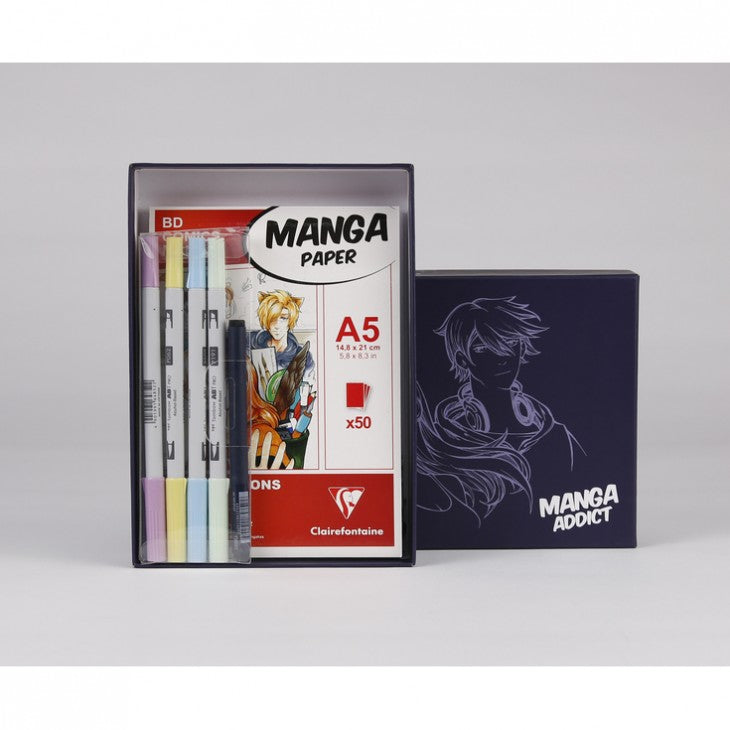 Set za crtanje mange CLAIREFONTAINE Manga Addict Tombow A5 - 50 listova