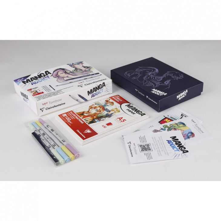 Set za crtanje mange CLAIREFONTAINE Manga Addict Tombow A5 - 50 listova