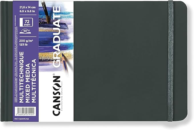 Skicen blok Canson Graduate Art Book Mix Media 200 g/m², 72 lista, 14 x 21,6 cm, tvrd povez