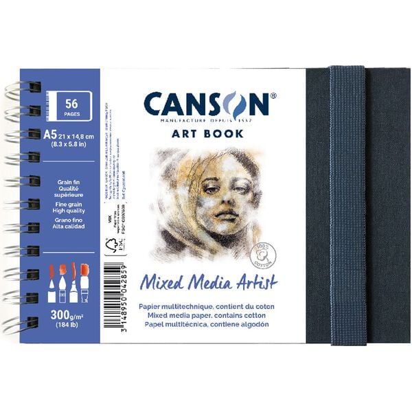 Skicen blok CANSON Mix Media Art Book 300 g 56L 14 x 21 cm u tvrdom povezu