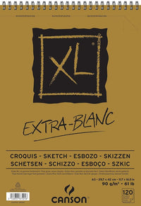 Skicen blok CANSON XL Extra Blanc 90 g/m² 120 listova A3 sa spiralnim povezom na vrhu
