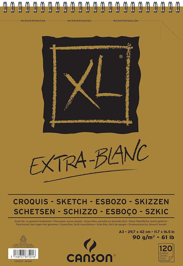 Skicen blok CANSON XL Extra Blanc 90 g/m² 120 listova A3 sa spiralnim povezom na vrhu