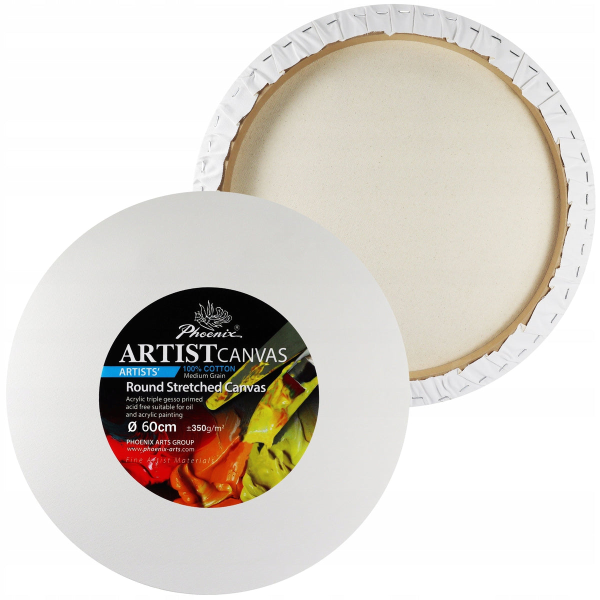 Slikarsko platno Phoenix na ramu, okruglo, 350 g/m², prečnik 15–105 cm (osnovna dimenzija 20 cm)