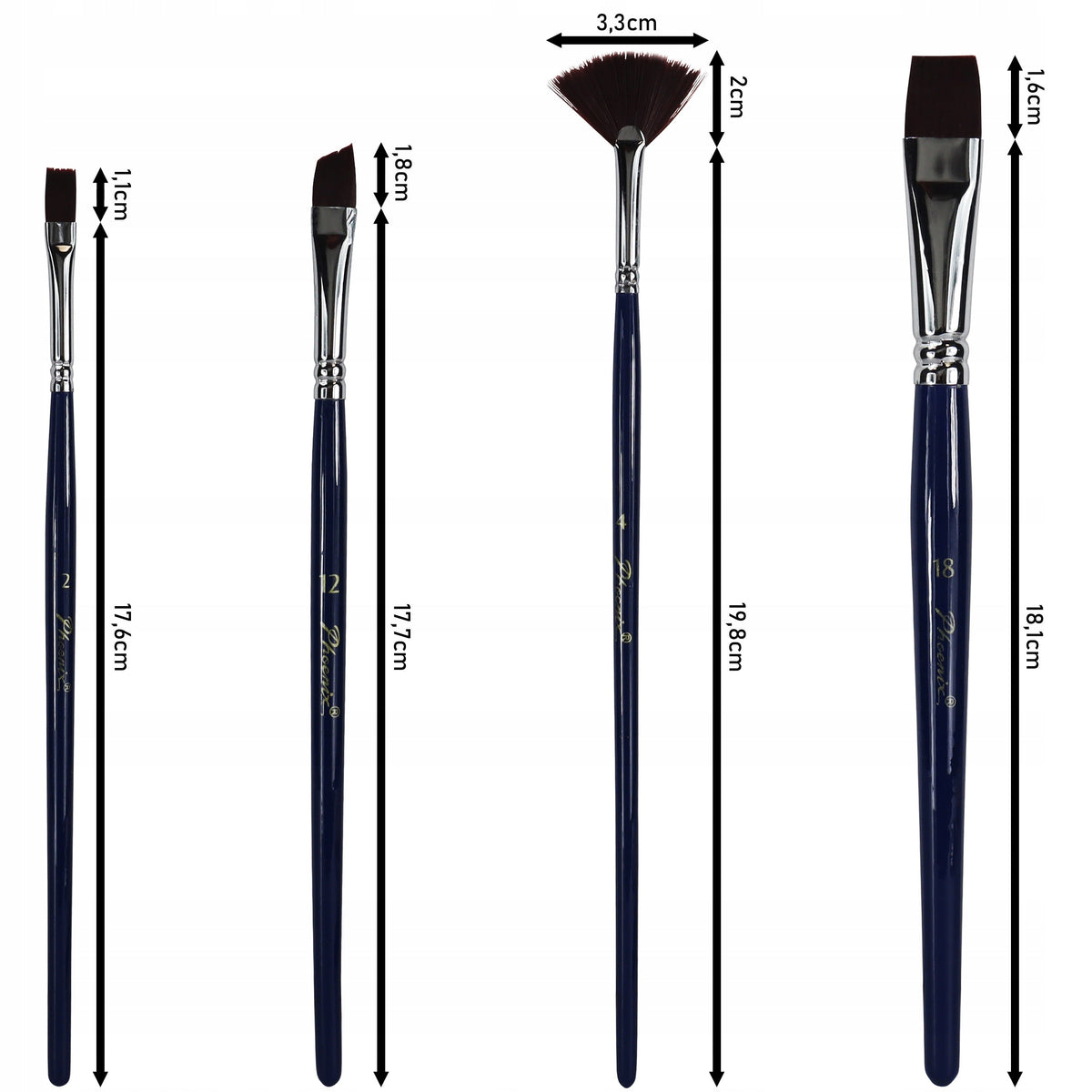 Štetke Phoenix od braon najlona 6614S2 - set od 4 dela
