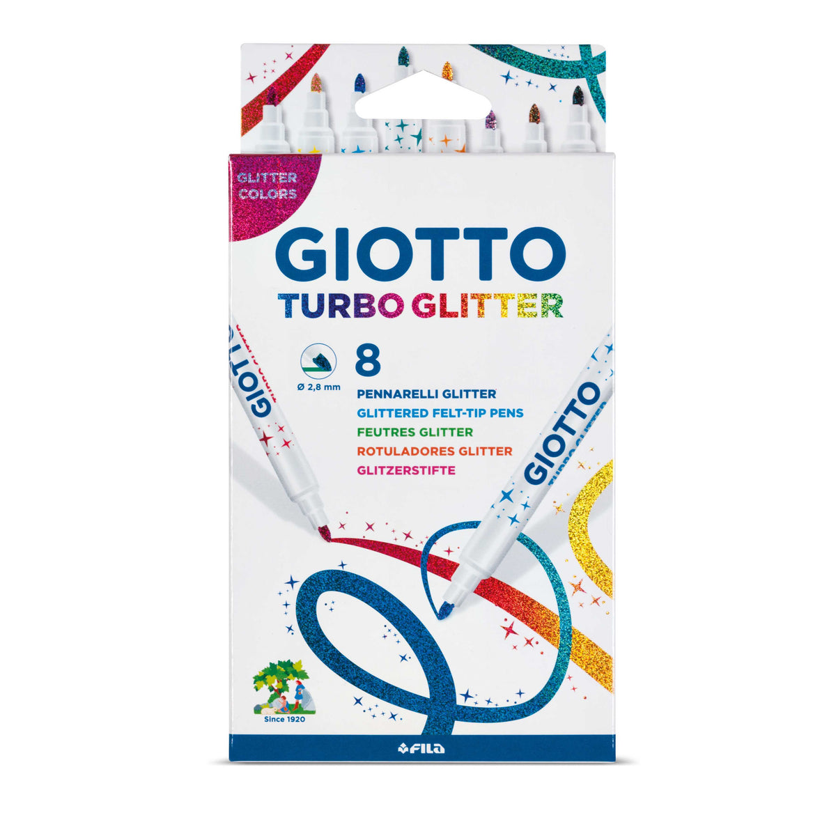Svetlucavi flomasteri GIOTTO Turbo Glitter 8 kom - 2,8 mm