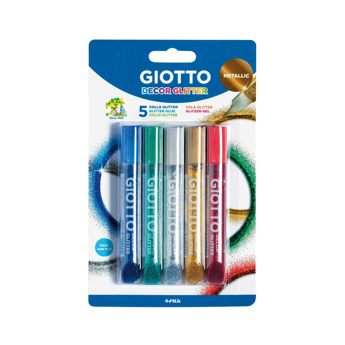 Svetlucavi lepak GIOTTO Glitter Glue metalik boje 5 x 10 g