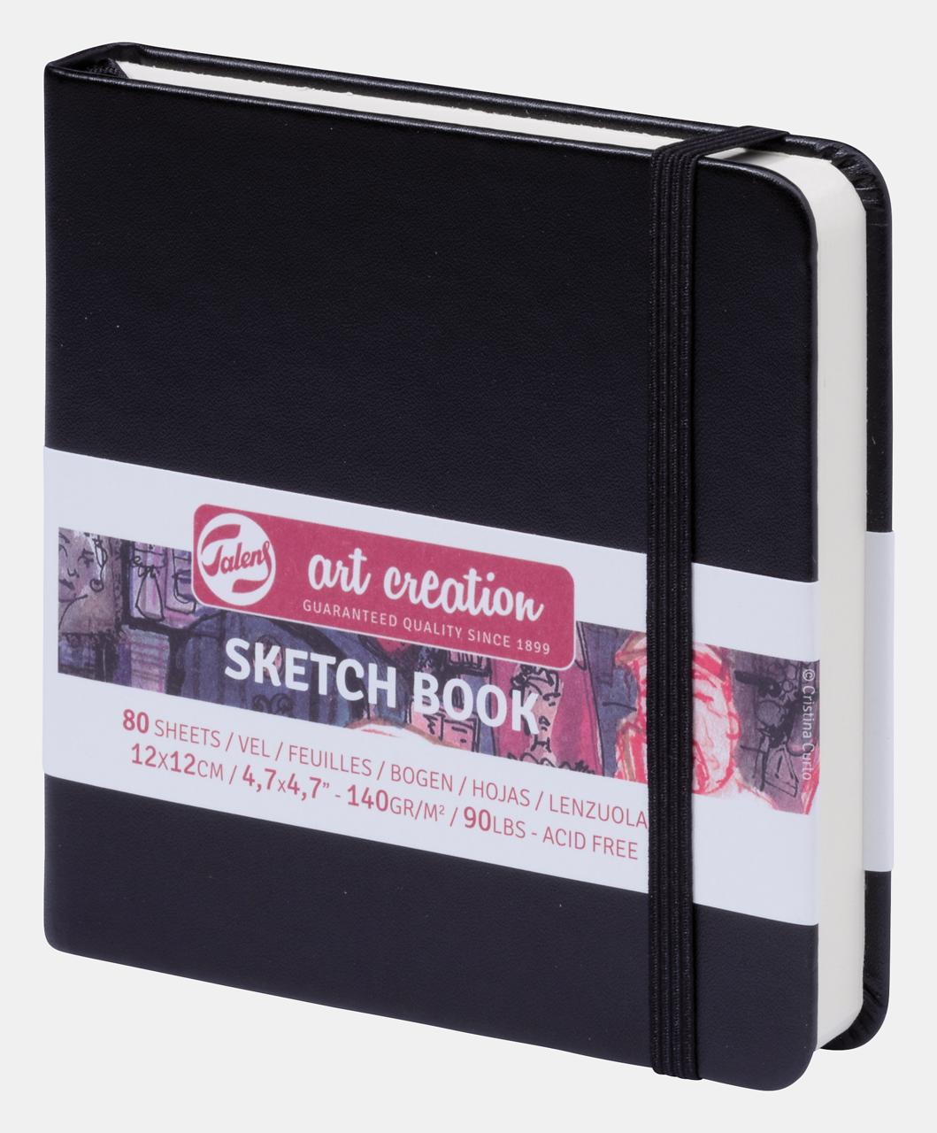 Skicen blok Talens Art Creation Black 12 x 12 cm, 140 g, 80 listova, tvrdi povez