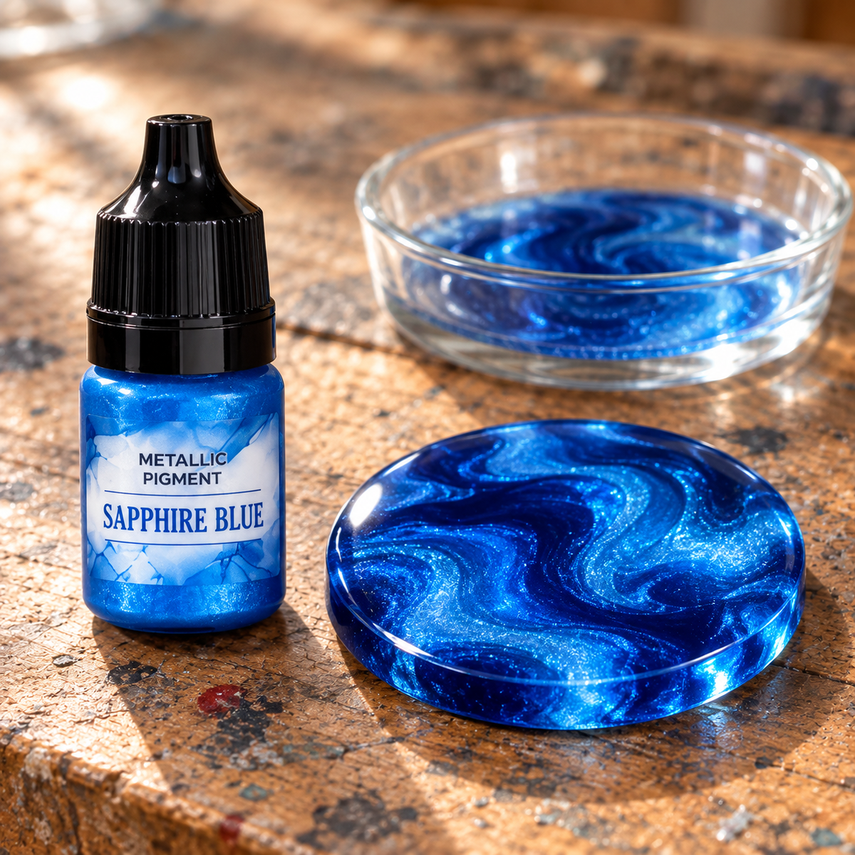 Tečni metalik pigment za smolu 5 ml – safirno plava (Sapphire Blue)