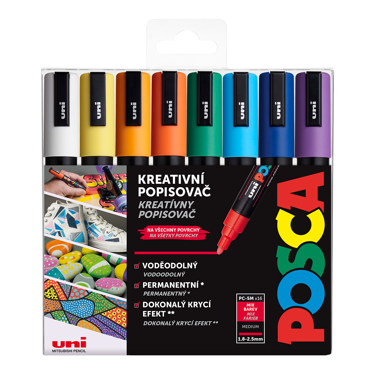 Posca set markera PC-5M, 1,8 – 2,5 mm, miks boja (16 kom)