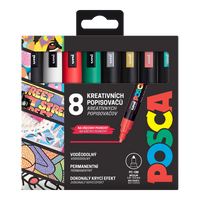 Posca set markera PC-5M CHRISTMAS, 1,8 - 2,5 mm, novogodišnje boje - 8 kom