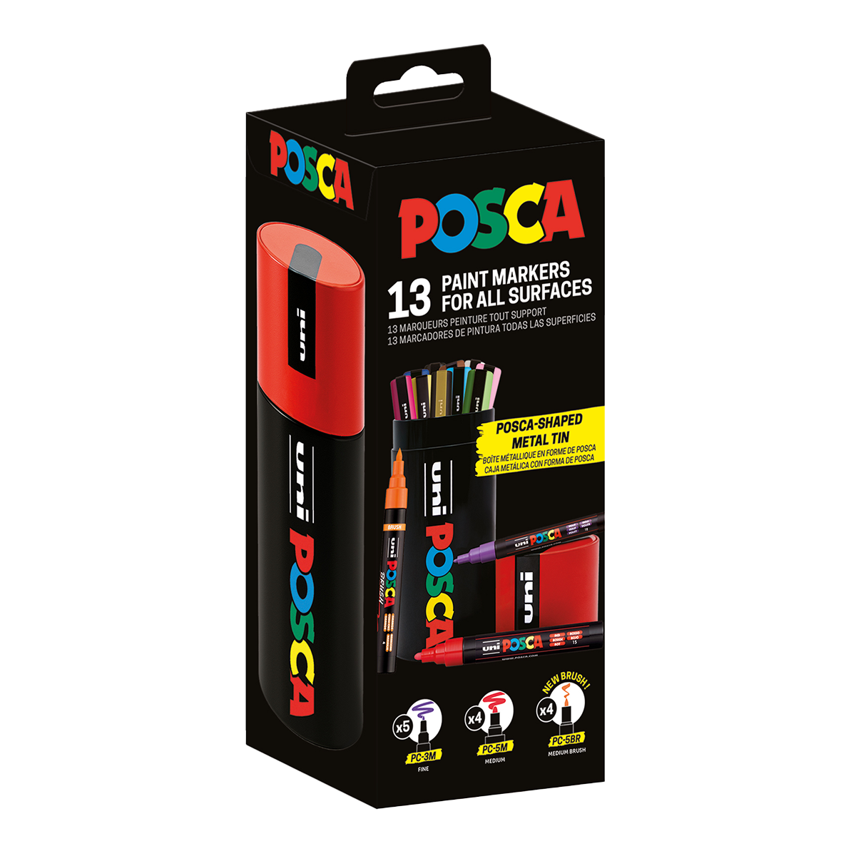 Posca kombinovani set markera u metalnoj kutiji – 13 kom (PC-3M, PC-5M, PC-5BR)
