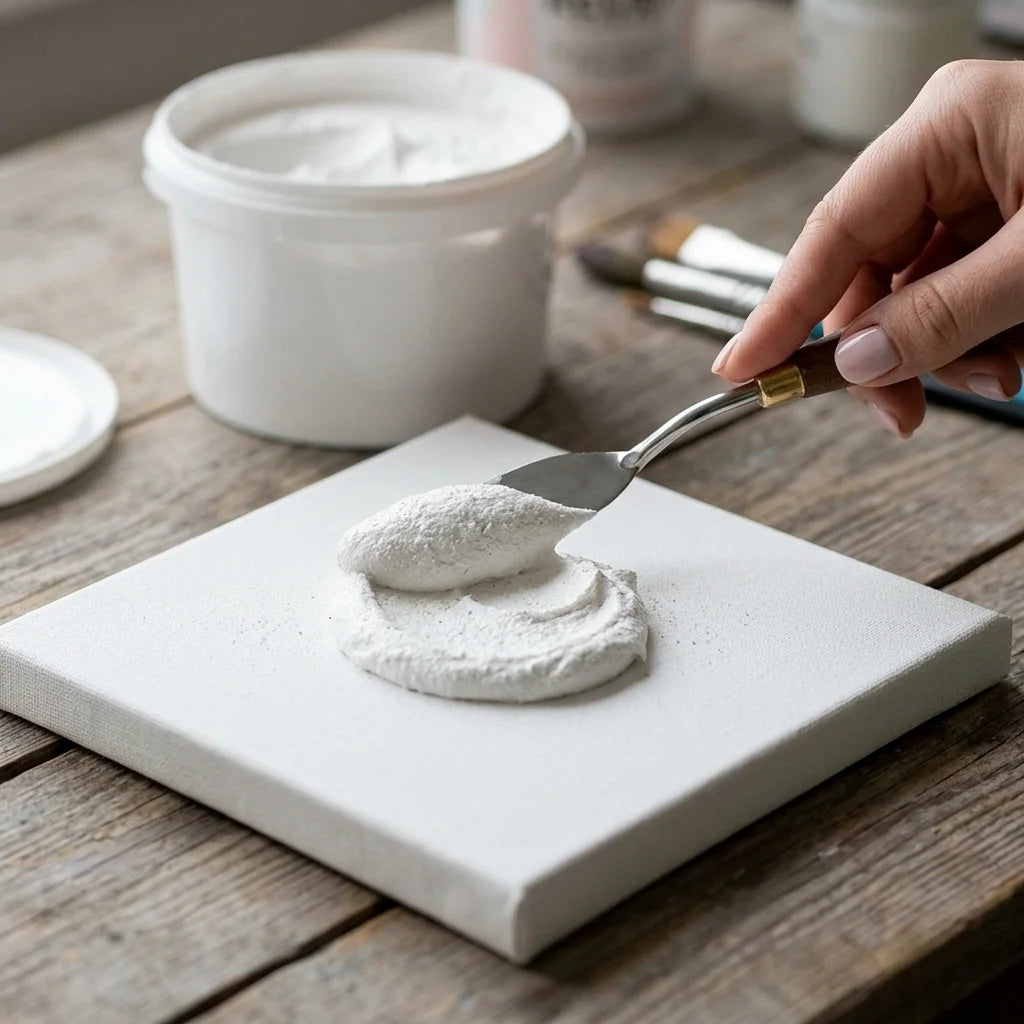 Nanošenje 3D paste špahtlom na platno