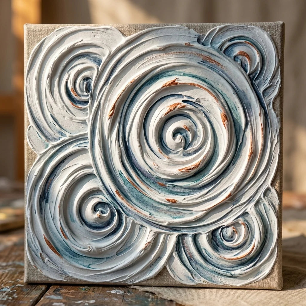 Apstraktne strukture sa Butter pastom — spiralne forme na platnu