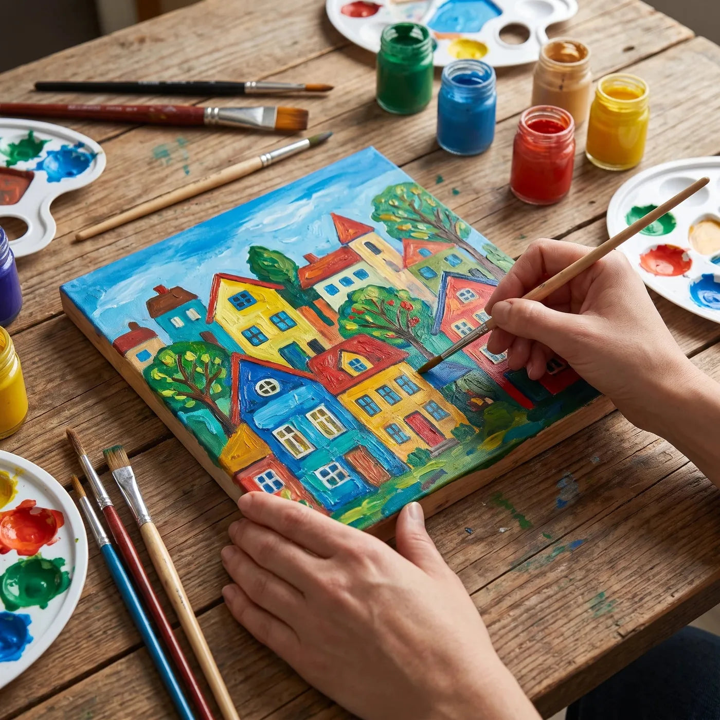Motiv naslikan bojom ARTMIE Cacadu na drvetu