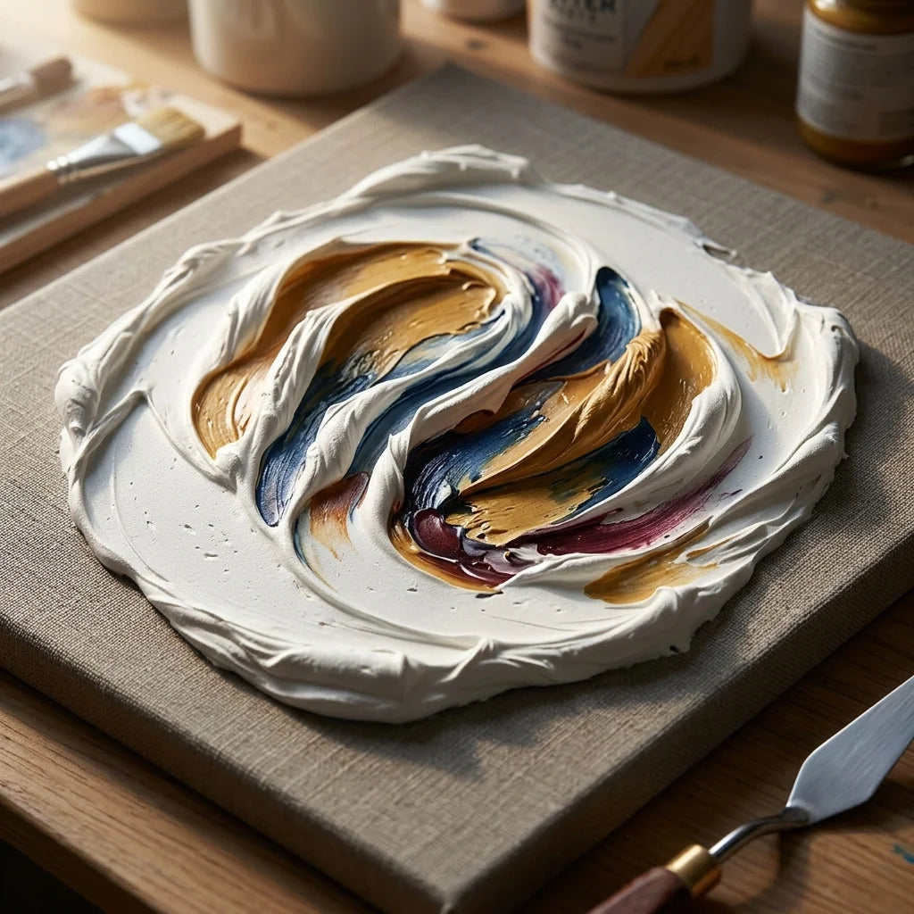 Impasto teksture sa 3D reljefnom pastom za modeliranje ARTMIE Butter &mdash; paletni nož na platnu