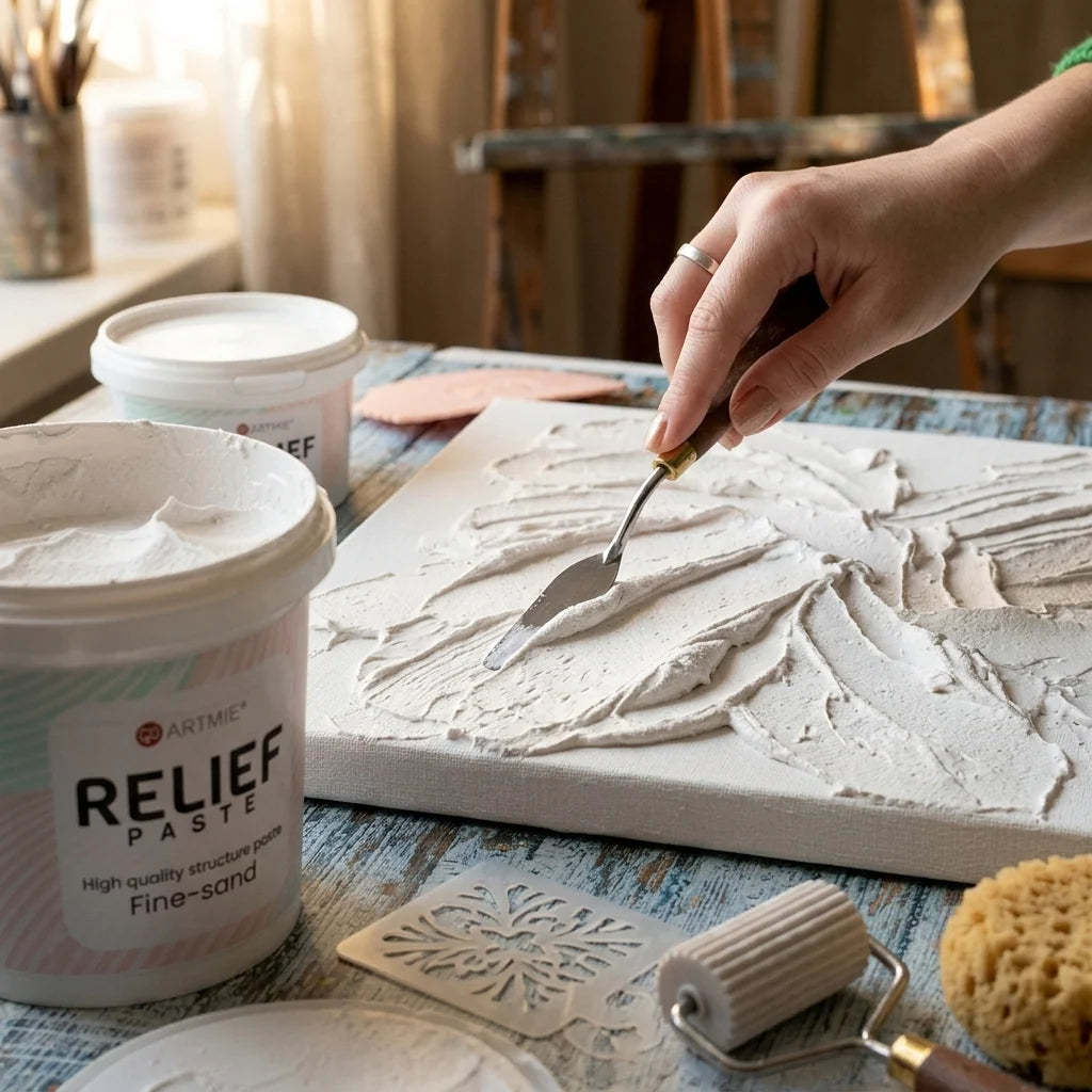 ARTMIE 3D reljefna pasta — bela pasta tokom modelovanja