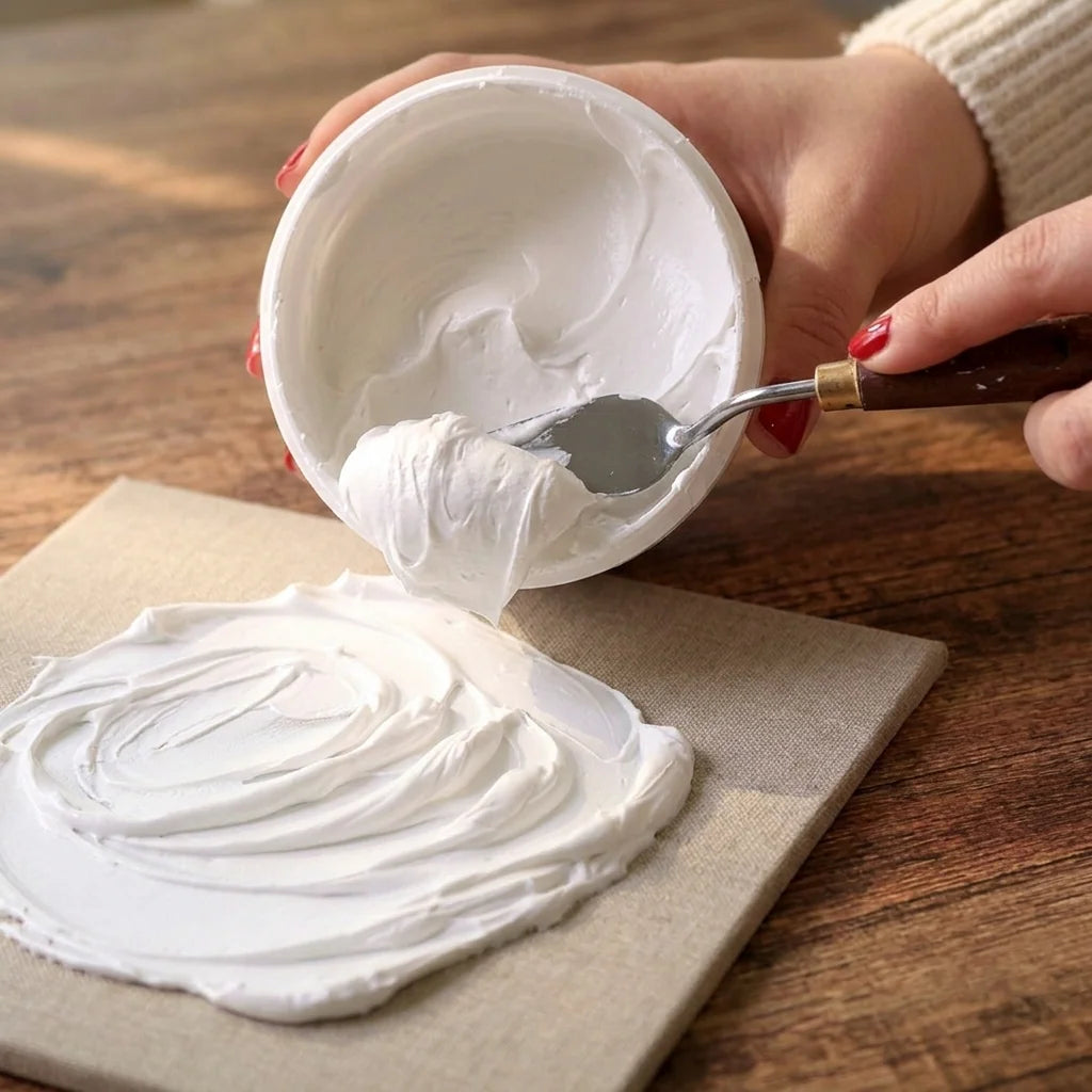 Nanošenje Butter paste paletnim nožem na platno