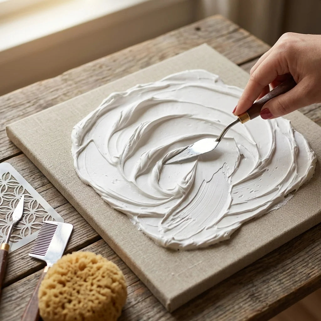 Modelovanje teksture u Butter pasti — paletni nož, sunđer, češalj, šablon